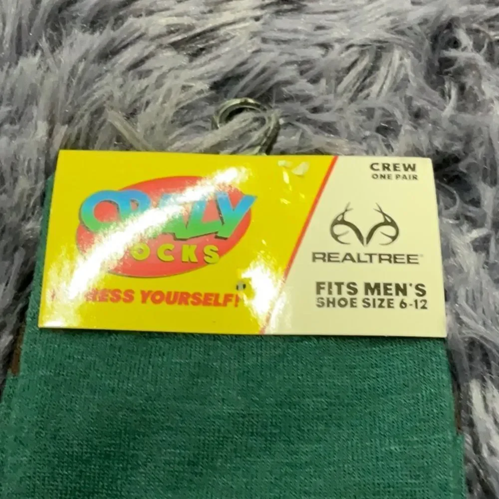 Cozy Socks - Realtree Men's Casual Green and Orange Socks - New